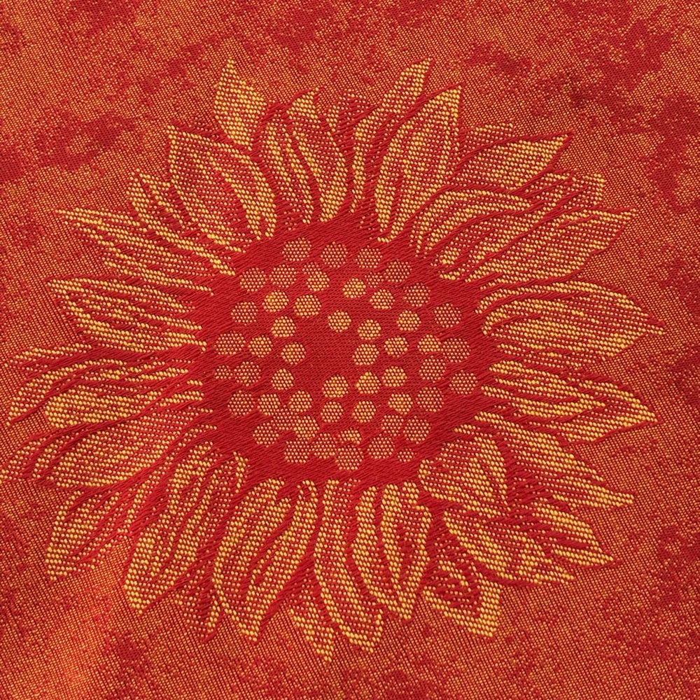 Amelie Michel French Sunflower Jacquard Round Tablecloth 40” burnt orange - Picture 3 of 6